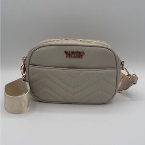 Valentino Orlandi Half Quilted Crossbody Camera Bag- Bone Color